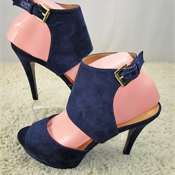 Blue Suede Nine West Sandaled Heels 8.5 - Picture 9 of 12